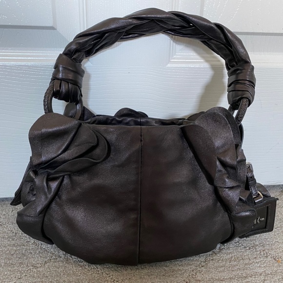 Prada Grafite Ruffle Shoulder Bag, authentication card included - Picture 2 of 10